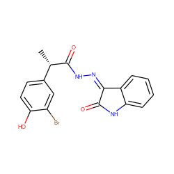 C[C@H](C(=O)N/N=C1\C(=O)Nc2ccccc21)c1ccc(O)c(Br)c1 ZINC000072178556