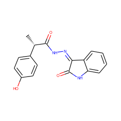 C[C@H](C(=O)N/N=C1\C(=O)Nc2ccccc21)c1ccc(O)cc1 ZINC000072184166