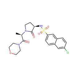 C[C@H](C(=O)N1CCOCC1)N1CC[C@@H](NS(=O)(=O)c2ccc3cc(Cl)ccc3c2)C1=O ZINC000014950169