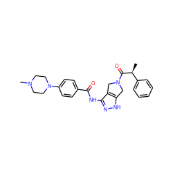 C[C@H](C(=O)N1Cc2[nH]nc(NC(=O)c3ccc(N4CCN(C)CC4)cc3)c2C1)c1ccccc1 ZINC000014951642