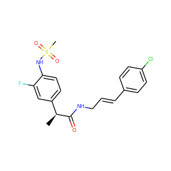 C[C@H](C(=O)NC/C=C/c1ccc(Cl)cc1)c1ccc(NS(C)(=O)=O)c(F)c1 ZINC000073221766