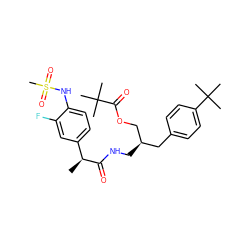 C[C@H](C(=O)NC[C@@H](COC(=O)C(C)(C)C)Cc1ccc(C(C)(C)C)cc1)c1ccc(NS(C)(=O)=O)c(F)c1 ZINC000014973150