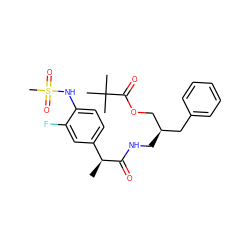 C[C@H](C(=O)NC[C@@H](COC(=O)C(C)(C)C)Cc1ccccc1)c1ccc(NS(C)(=O)=O)c(F)c1 ZINC000014973315