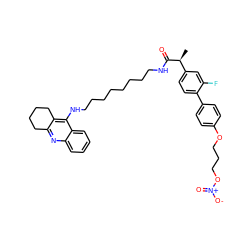 C[C@H](C(=O)NCCCCCCCCNc1c2c(nc3ccccc13)CCCC2)c1ccc(-c2ccc(OCCCO[N+](=O)[O-])cc2)c(F)c1 ZINC000096269476