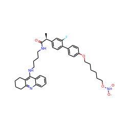 C[C@H](C(=O)NCCCCNc1c2c(nc3ccccc13)CCCC2)c1ccc(-c2ccc(OCCCCCCO[N+](=O)[O-])cc2)c(F)c1 ZINC000096270052