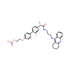 C[C@H](C(=O)NCCCNc1c2c(nc3ccccc13)CCCC2)c1ccc(-c2ccc(OCCO[N+](=O)[O-])cc2)c(F)c1 ZINC000096270066