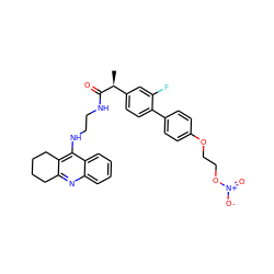 C[C@H](C(=O)NCCNc1c2c(nc3ccccc13)CCCC2)c1ccc(-c2ccc(OCCO[N+](=O)[O-])cc2)c(F)c1 ZINC000096270074