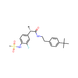 C[C@H](C(=O)NCCc1ccc(C(C)(C)C)cc1)c1ccc(NS(C)(=O)=O)c(F)c1 ZINC000082158470