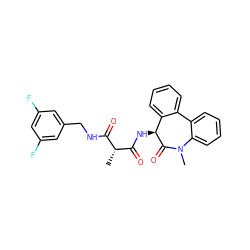 C[C@H](C(=O)NCc1cc(F)cc(F)c1)C(=O)N[C@@H]1C(=O)N(C)c2ccccc2-c2ccccc21 ZINC000028824866