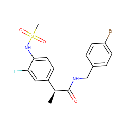 C[C@H](C(=O)NCc1ccc(Br)cc1)c1ccc(NS(C)(=O)=O)c(F)c1 ZINC000073224043