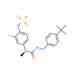 C[C@H](C(=O)NCc1ccc(C(C)(C)C)cc1)c1ccc(NS(C)(=O)=O)c(Cl)c1 ZINC000084714506