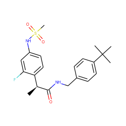 C[C@H](C(=O)NCc1ccc(C(C)(C)C)cc1)c1ccc(NS(C)(=O)=O)cc1F ZINC000038346547