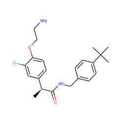 C[C@H](C(=O)NCc1ccc(C(C)(C)C)cc1)c1ccc(OCCN)c(Cl)c1 ZINC000084688069