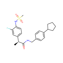 C[C@H](C(=O)NCc1ccc(C2CCCC2)cc1)c1ccc(NS(C)(=O)=O)c(F)c1 ZINC000073240448