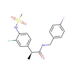 C[C@H](C(=O)NCc1ccc(I)cc1)c1ccc(NS(C)(=O)=O)c(F)c1 ZINC000082158042