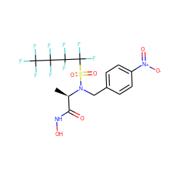 C[C@H](C(=O)NO)N(Cc1ccc([N+](=O)[O-])cc1)S(=O)(=O)C(F)(F)C(F)(F)C(F)(F)C(F)(F)F ZINC000010450257