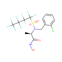 C[C@H](C(=O)NO)N(Cc1ccccc1Cl)S(=O)(=O)C(F)(F)C(F)(F)C(F)(F)C(F)(F)F ZINC000010450271