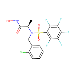 C[C@H](C(=O)NO)N(Cc1ccccc1Cl)S(=O)(=O)c1c(F)c(F)c(F)c(F)c1F ZINC000010450211