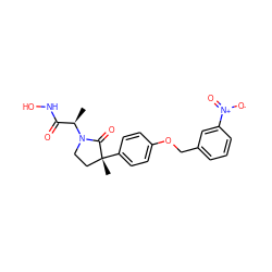 C[C@H](C(=O)NO)N1CC[C@@](C)(c2ccc(OCc3cccc([N+](=O)[O-])c3)cc2)C1=O ZINC000013491930