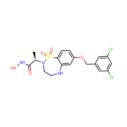 C[C@H](C(=O)NO)N1CCNc2cc(OCc3cc(Cl)cc(Cl)c3)ccc2S1(=O)=O ZINC000013518136