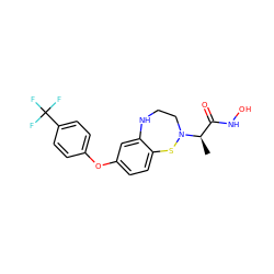 C[C@H](C(=O)NO)N1CCNc2cc(Oc3ccc(C(F)(F)F)cc3)ccc2S1 ZINC001772616706
