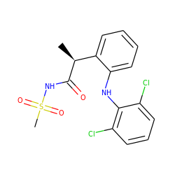 C[C@H](C(=O)NS(C)(=O)=O)c1ccccc1Nc1c(Cl)cccc1Cl ZINC000043013309