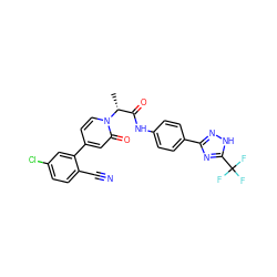 C[C@H](C(=O)Nc1ccc(-c2n[nH]c(C(F)(F)F)n2)cc1)n1ccc(-c2cc(Cl)ccc2C#N)cc1=O ZINC001772651697