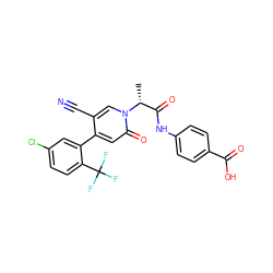 C[C@H](C(=O)Nc1ccc(C(=O)O)cc1)n1cc(C#N)c(-c2cc(Cl)ccc2C(F)(F)F)cc1=O ZINC001772605877