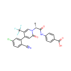 C[C@H](C(=O)Nc1ccc(C(=O)O)cc1)n1cc(C(F)(F)F)c(-c2cc(Cl)ccc2C#N)cc1=O ZINC001772639859