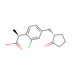 C[C@H](C(=O)O)c1ccc(C[C@@H]2CCCC2=O)cc1Cl ZINC000072107697