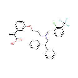 C[C@H](C(=O)O)c1cccc(OCCCN(Cc2cccc(C(F)(F)F)c2Cl)CC(c2ccccc2)c2ccccc2)c1 ZINC000049695514