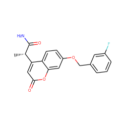 C[C@H](C(N)=O)c1cc(=O)oc2cc(OCc3cccc(F)c3)ccc12 ZINC000045290405