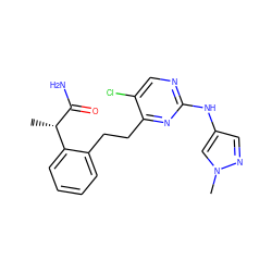 C[C@H](C(N)=O)c1ccccc1CCc1nc(Nc2cnn(C)c2)ncc1Cl ZINC000211113540