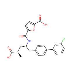 C[C@H](C[C@@H](Cc1ccc(-c2cccc(Cl)c2)cc1)NC(=O)c1ccc(C(=O)O)o1)C(=O)O ZINC000166111395