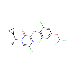 C[C@H](C1CC1)n1cc(Cl)nc(Nc2c(Cl)cc(OC(F)F)cc2Cl)c1=O ZINC000042922208