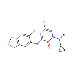 C[C@H](C1CC1)n1cc(Cl)nc(Nc2cc3c(cc2Cl)COC3)c1=O ZINC000043074826