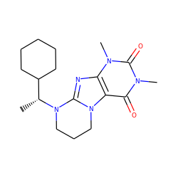 C[C@H](C1CCCCC1)N1CCCn2c1nc1c2c(=O)n(C)c(=O)n1C ZINC000095574153