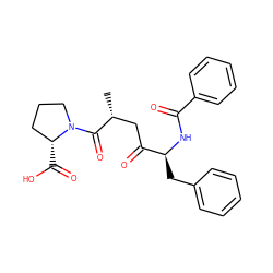 C[C@H](CC(=O)[C@H](Cc1ccccc1)NC(=O)c1ccccc1)C(=O)N1CCC[C@H]1C(=O)O ZINC000003814181