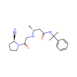 C[C@H](CC(=O)NC(C)(C)c1ccccc1)NCC(=O)N1CCC[C@H]1C#N ZINC000036310871