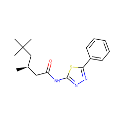 C[C@H](CC(=O)Nc1nnc(-c2ccccc2)s1)CC(C)(C)C ZINC001348794542