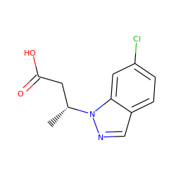 C[C@H](CC(=O)O)n1ncc2ccc(Cl)cc21 ZINC001772614276