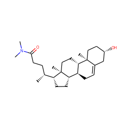 C[C@H](CCC(=O)N(C)C)[C@H]1CC[C@H]2[C@@H]3CC=C4C[C@@H](O)CC[C@]4(C)[C@H]3CC[C@@]21C ZINC000013862271