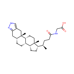 C[C@H](CCC(=O)NCC(=O)O)[C@@H]1CC[C@@H]2[C@@H]3CC[C@@H]4Cc5n[nH]cc5C[C@]4(C)[C@@H]3CC[C@]12C ZINC000028369977