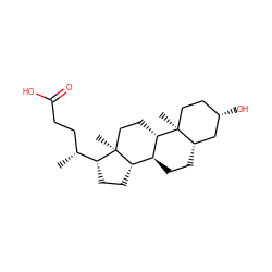 C[C@H](CCC(=O)O)[C@H]1CC[C@H]2[C@@H]3CC[C@H]4C[C@@H](O)CC[C@]4(C)[C@H]3CC[C@@]21C ZINC000004683730