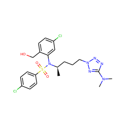 C[C@H](CCCn1nnc(N(C)C)n1)N(c1cc(Cl)ccc1CO)S(=O)(=O)c1ccc(Cl)cc1 ZINC000028978323