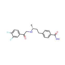 C[C@H](CCc1ccc(C(N)=O)cc1)NCC(=O)c1ccc(F)c(F)c1 ZINC000014958617