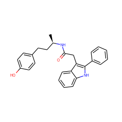 C[C@H](CCc1ccc(O)cc1)NC(=O)Cc1c(-c2ccccc2)[nH]c2ccccc12 ZINC000016052185