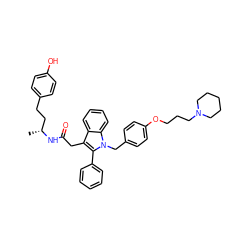 C[C@H](CCc1ccc(O)cc1)NC(=O)Cc1c(-c2ccccc2)n(Cc2ccc(OCCCN3CCCCC3)cc2)c2ccccc12 ZINC000028892326