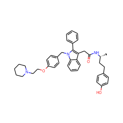 C[C@H](CCc1ccc(O)cc1)NC(=O)Cc1c(-c2ccccc2)n(Cc2ccc(OCCN3CCCCC3)cc2)c2ccccc12 ZINC000028892317