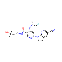 C[C@H](CF)Nc1cc(-n2ccc3cc(C#N)cnc32)ncc1C(=O)NCCC(C)(C)O ZINC001772624157